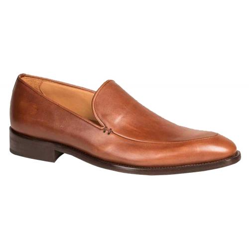Mezlan "Strauss" 6711 Cognac Genuine Hand-Burnished Italian Calfskin Loafer Shoes.